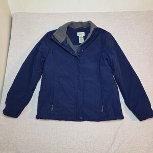 L.L.Bean‎ Women's Medium Blue Fleece Lined Jacket Coat Zip Front Winter Outdoor